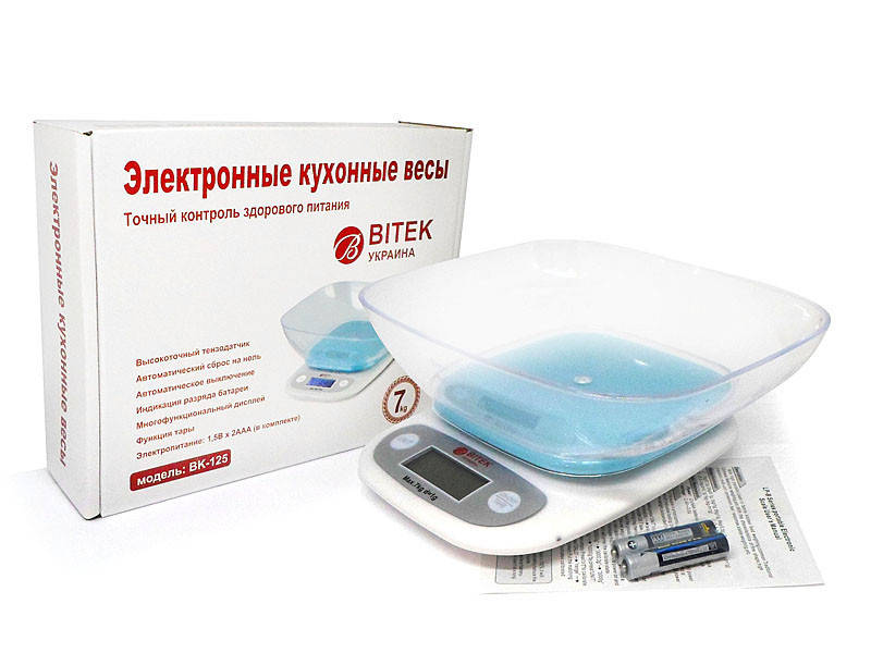 

Весы кухонные с чашей BITEK BK-126 7 кг белый (1353)