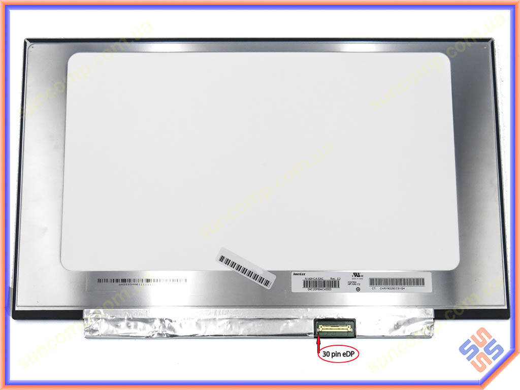 

Матрица 14.0" Slim eDP (1920*1080, IPS, 315mm, 30pin справа, без креплений) Innolux N140HCA-EAC, N140HCA-EAD