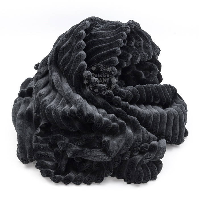 

Плюш Stripes чёрного цвета, плотность 350 г/м2, Черный