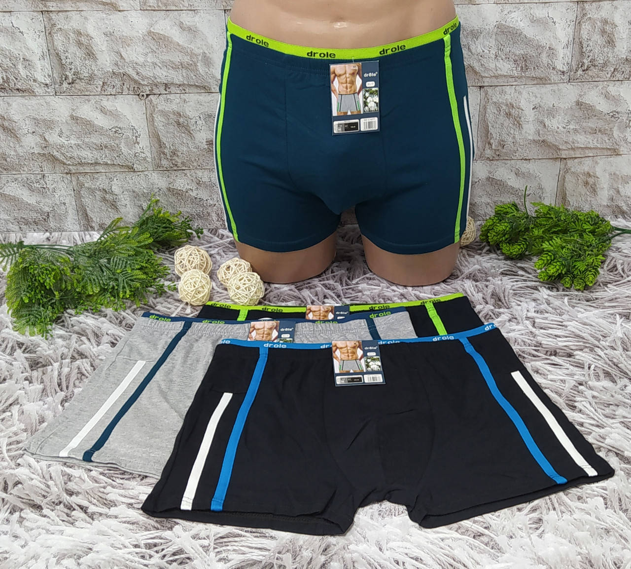 

Трусы мужские XL 52-54 боксеры Drole хлопок С1077, Разные цвета