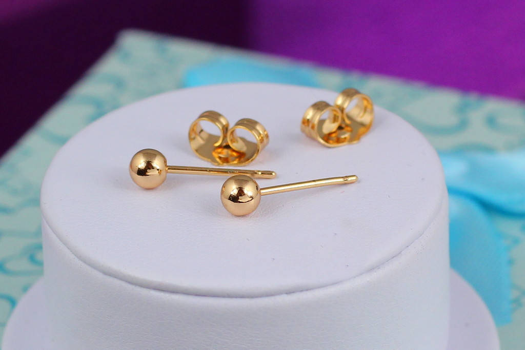 

Серьги гвоздики Xuping Jewelry шарики 4 мм золотистые