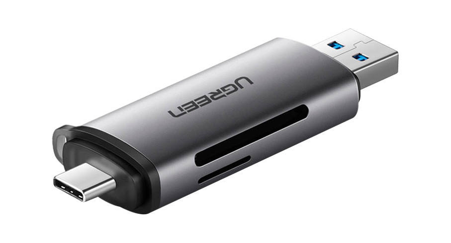 

Кардридер Ugreen USB 3.0 Type-A/C - OTG/ SD/ MicroSD, Серый