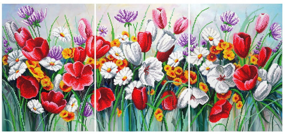 

Схема для вышивки бисером триптих Красочное поле