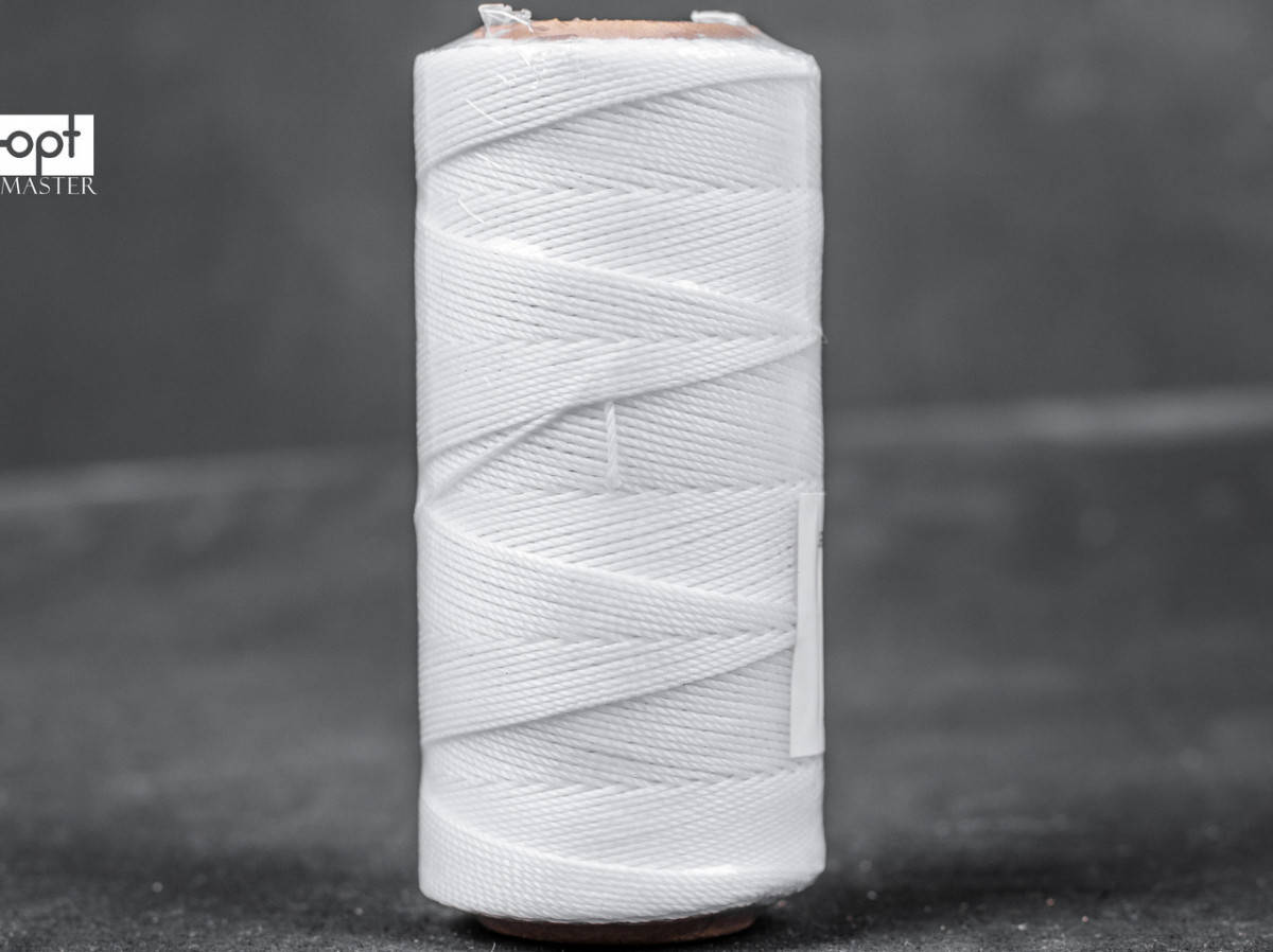 

Нитка вощёная силиконом, полиэстер, 100 м, Текс №375, цв. белый, круглая нить