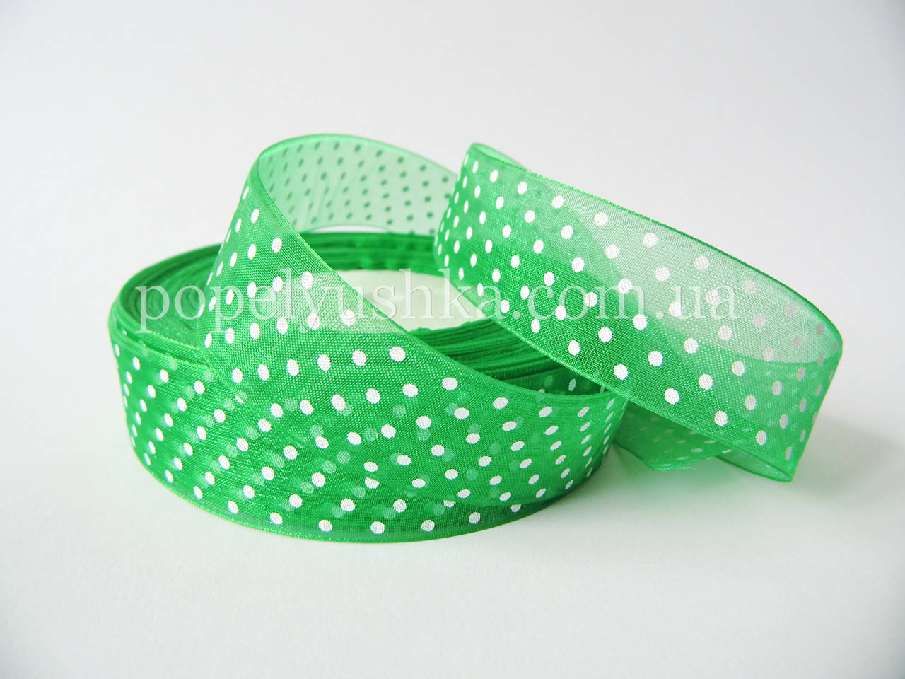 

Органза в горох 2,5 см зеленая