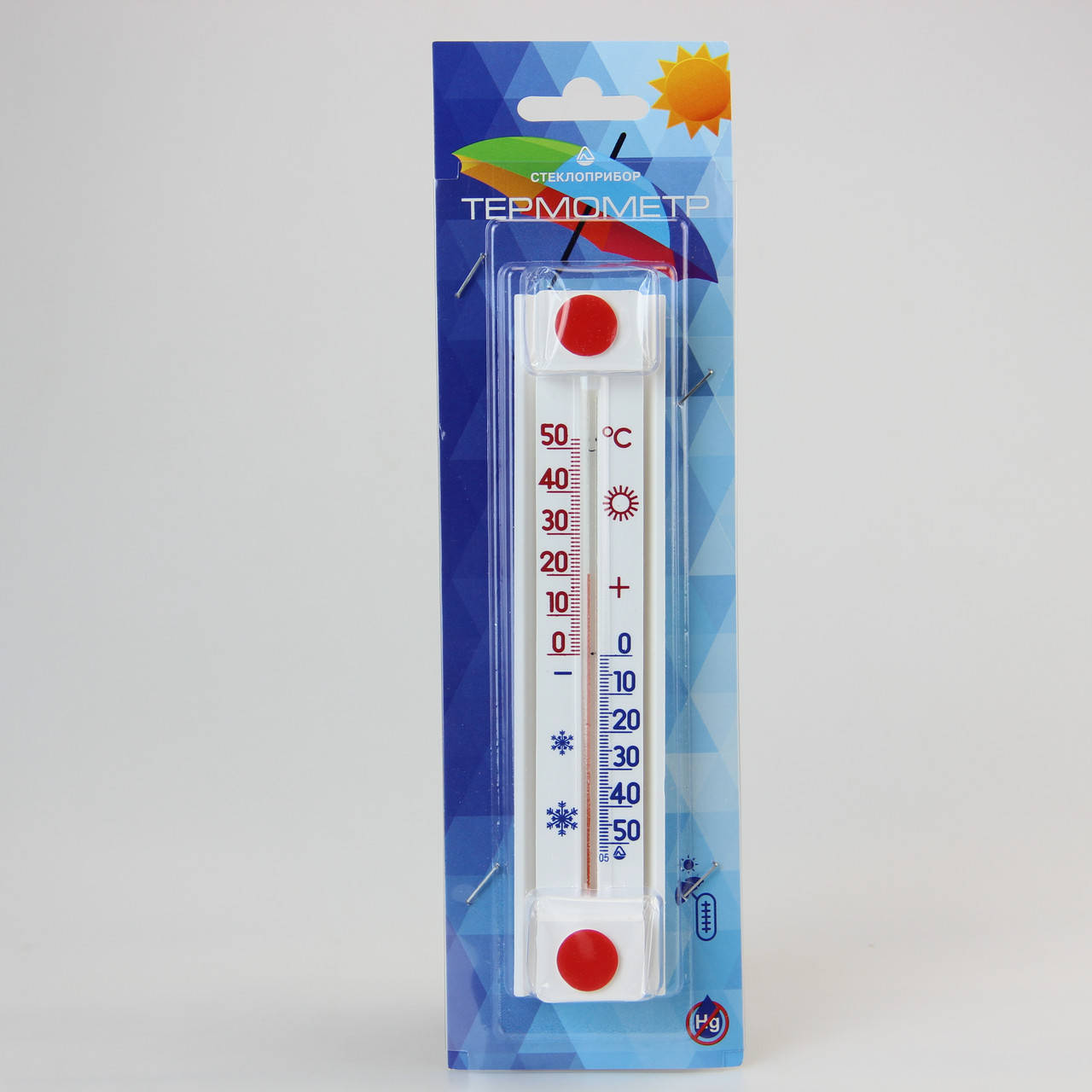 

Термометр наружный без ртути Солнечный Зонтик на липучках 38х175 мм