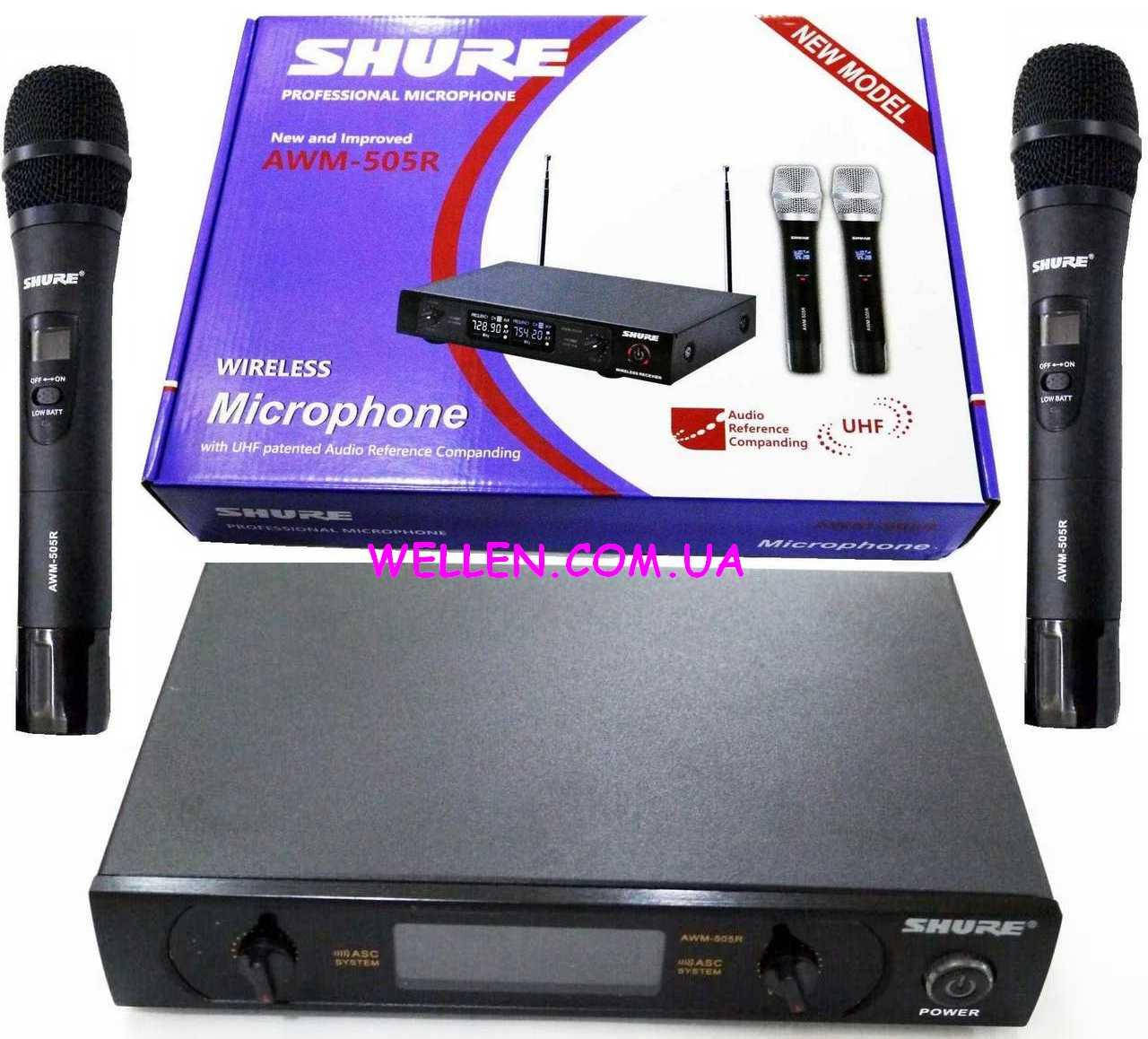 

Радиосистема Shure AWM-505R 2 радиомикрофона sm 58 (sennheiser) шуры, для школ, ведущих.