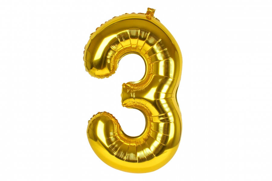 

Воздушный шар цифра "3" золото