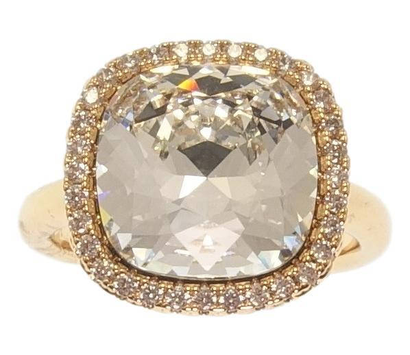 

Кольцо Xuping Позолота 18K с кр-ми Swarovski "Кристалл Clear в обрамлении циркония 15х15мм" р.17,18,18.5,19.5