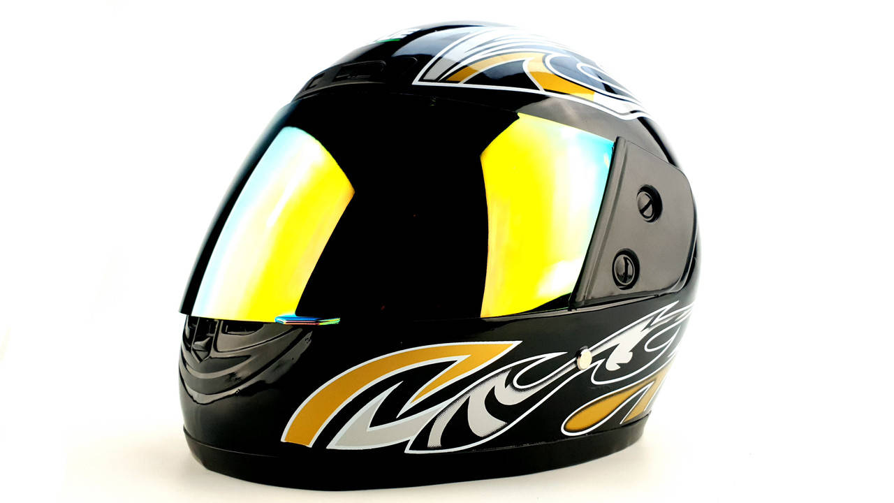 

Шлем интеграл MD-A105 (с бородой) черный с золотистым Virtue + тонированный визор, Белый