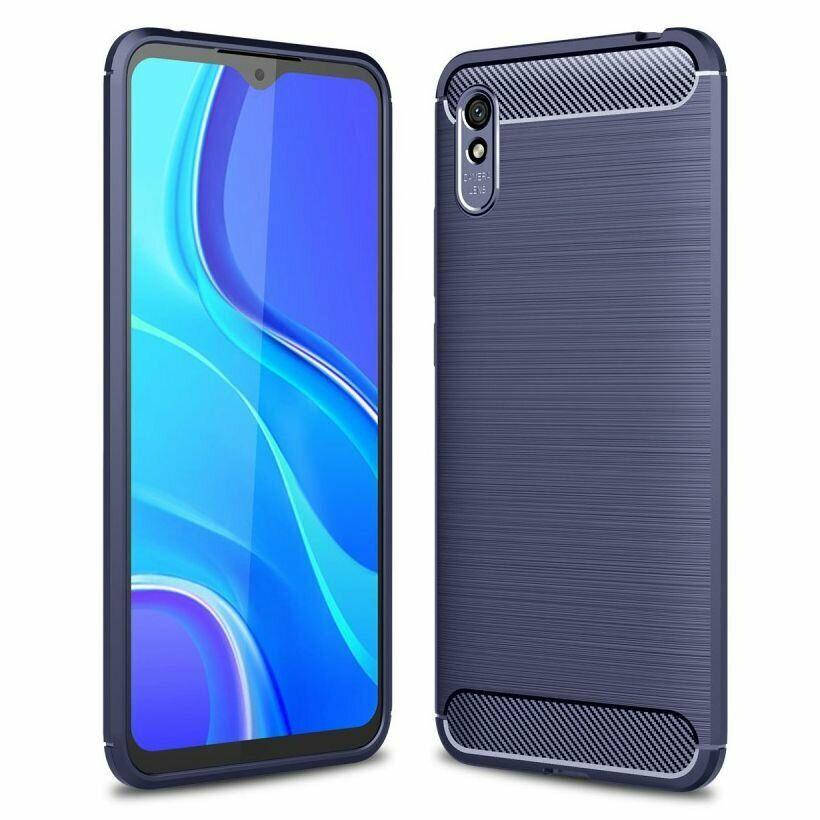 

Чехол Carbon для Xiaomi Redmi 9A противоударный бампер Blue