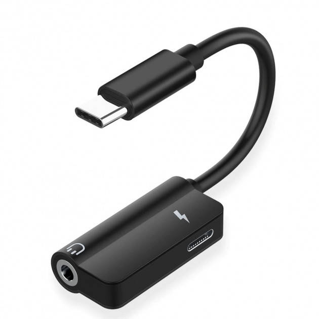 

Переходник адаптер Alitek USB Type-C (male) - 3.5 мм + USB Type-C (female) Черный
