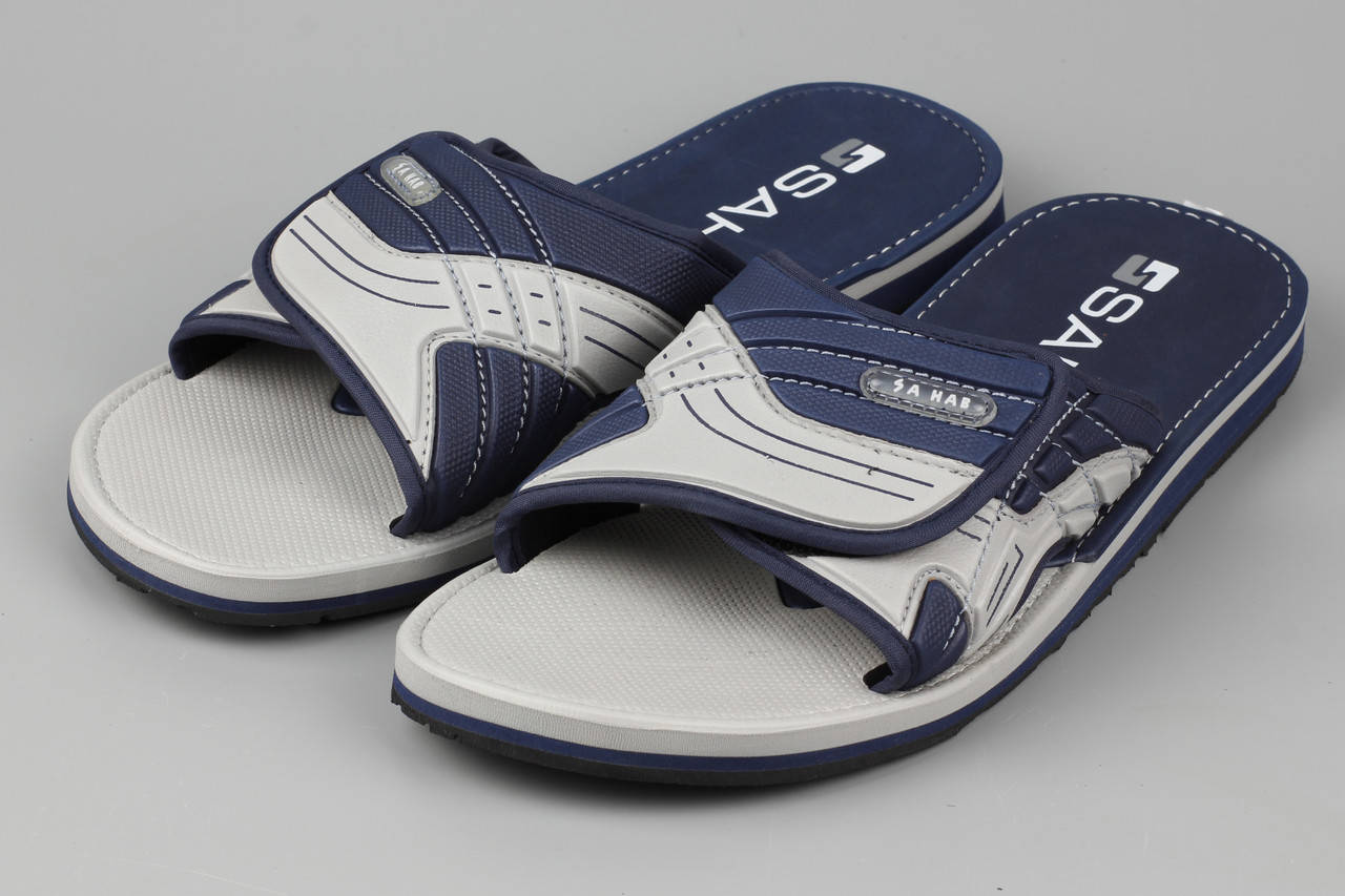 

Шлепанцы мужские на липучке синие Sahab SH22-044M Сахаб Размеры 42 44, Синий