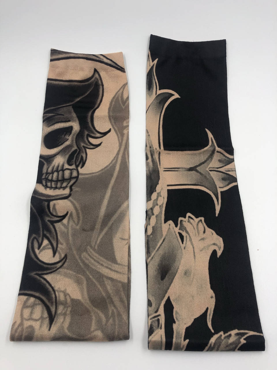 

Тату рукава (для вело пробега, защита от солнца, рок - стиль). Поддельная татуировка. Крест череп