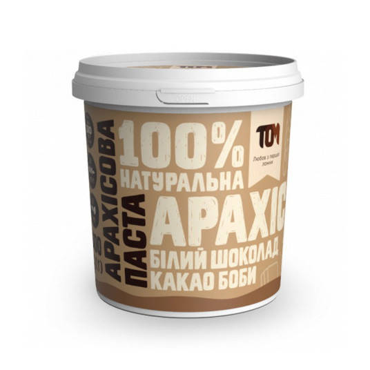 

Натуральная арахисовая паста TOM (500 г) з какао бобами та бiлим шоколадом