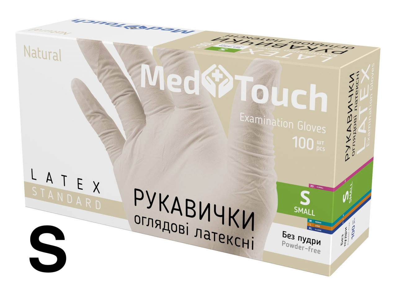 

Перчатки латексные без пудры размер  Medtouch (50 пар, Белый
