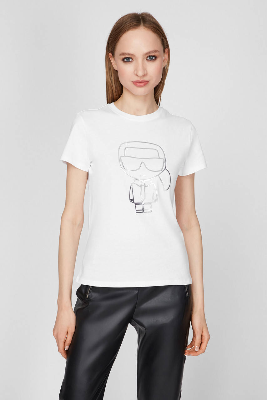 

Женская футболка Karl Lagerfeld, белая карл лагерфельд