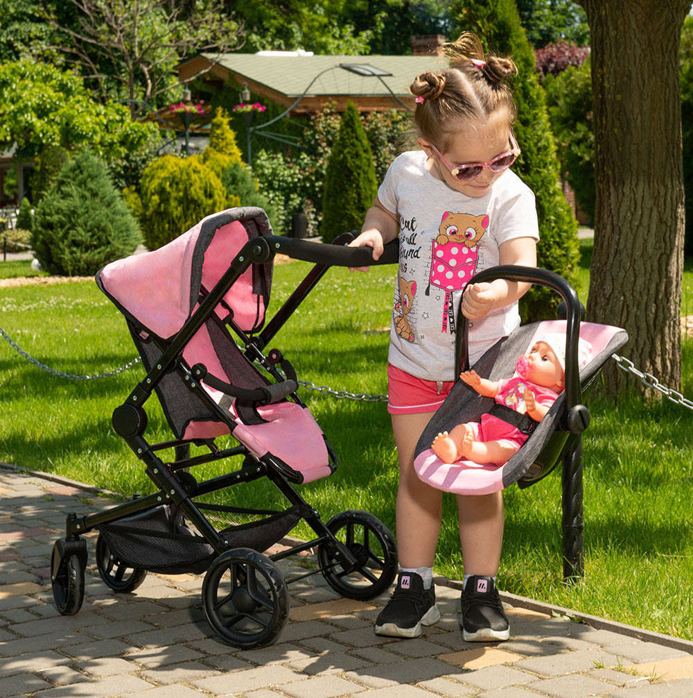 

Коляска для кукол 3 в 1 Carrello Magia 9636 ROSE RED Малиновый