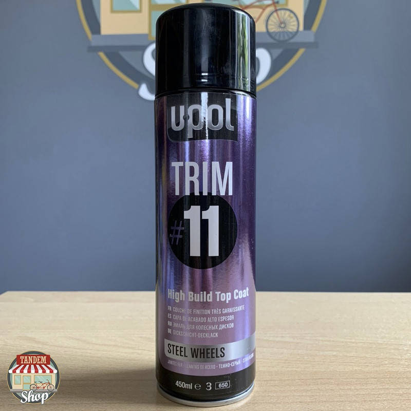 

Краска (эмаль) высокоукрывистая для колесных дисков U-POL TRIM#11, 450 мл Аэрозоль Стальной, Тёмное серебро