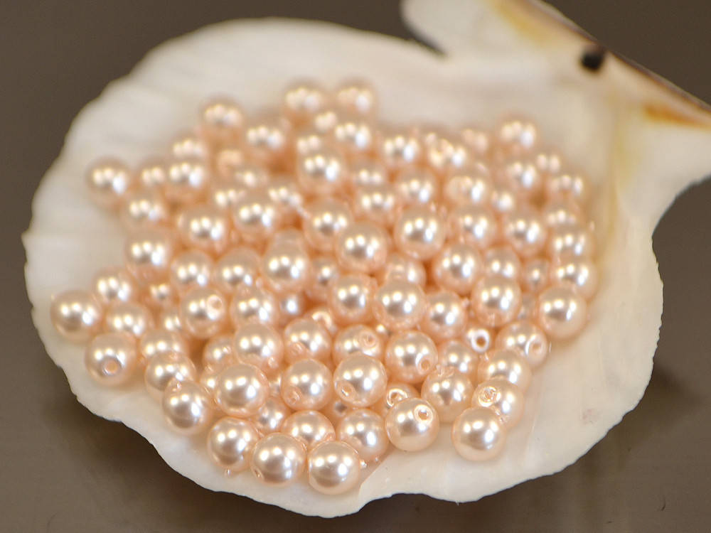 

Чешский жемчуг бусины 4мм, бледно-розовый крем 25шт/уп