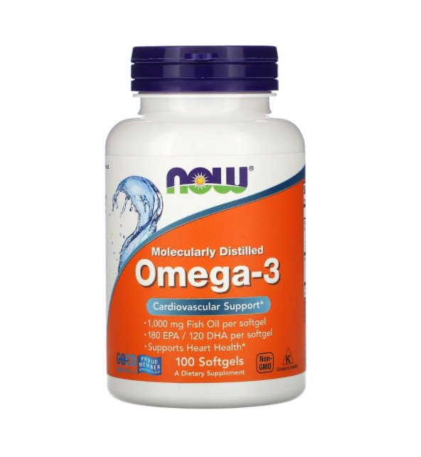 

Омега-3, Omega-3, Now Foods, 100 гелевых капсул (NOW-01650)