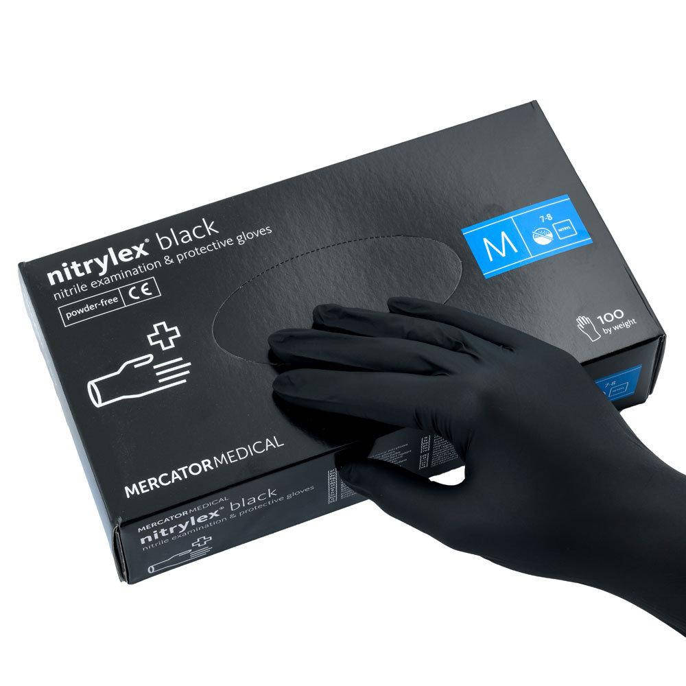 

Перчатки чёрные Nitrylex Black нитриловые неопудренные  RD30104003, Черный