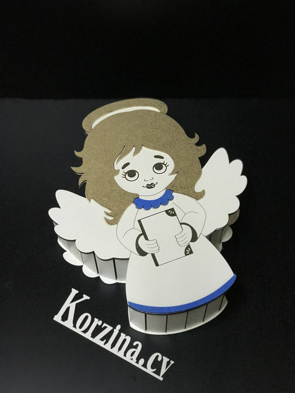 

Деревянная коробка для подарков - Бокс Ангелочек, Белый