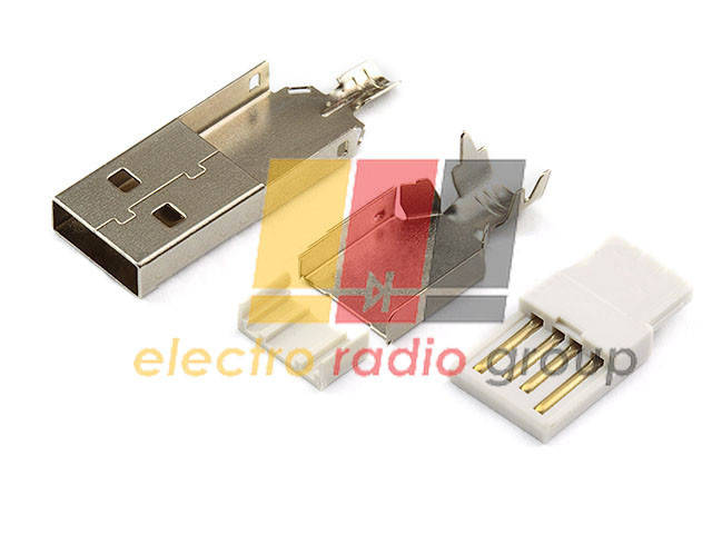 

Штекер USB тип A, под шнур, чёрный