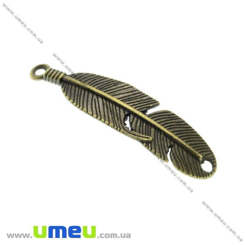 

Коннектор металлический Перо, 45х11 мм, Античная бронза, 1 шт (KON-021071)