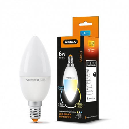 

LED лампа с регулировкой цветности VIDEX C37eC3 6W E14 220V