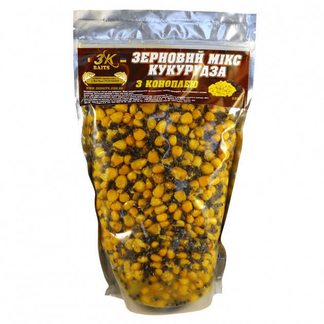 

Прикормка 3k Baits Зерновой микс Кукуруза 800г Конопля