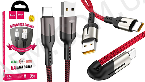 

USB кабель Hoco U68 Gusto Type- C flash charging 5A (1200mm) красный