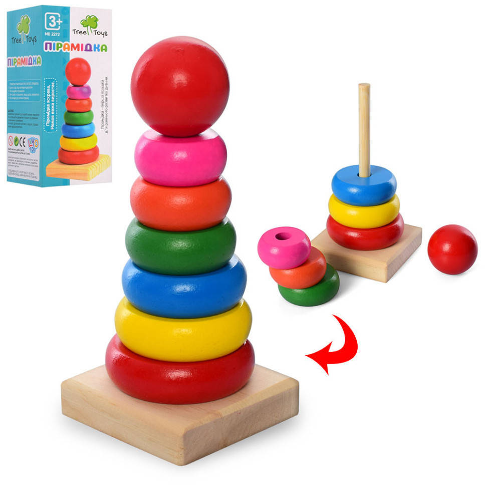 

Деревянная игрушка Пирамидка MD 2272, Разные цвета