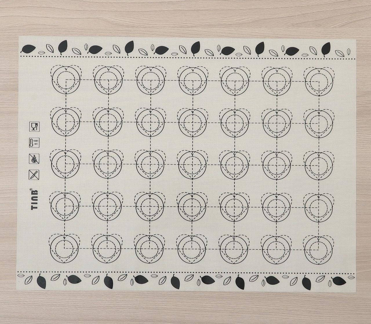 

Коврик силиконовый армированный, с разметкой для макаронс 30* 40 см