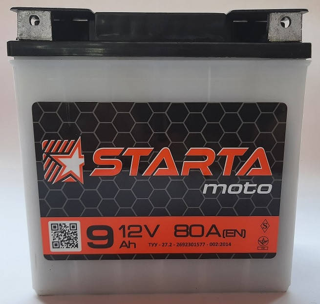 

Аккумулятор 12V 9А МОТО МТ ИЖ Starta 140x75x140