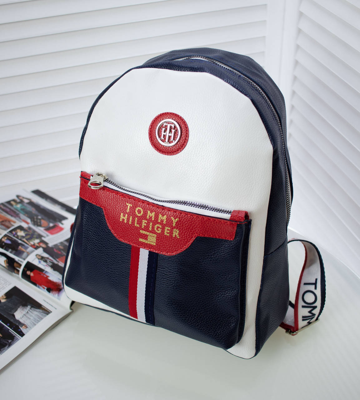 

Рюкзак женский Томми Хилфигер -Tommy Hilfiger брендовый рюкзачек, Синий