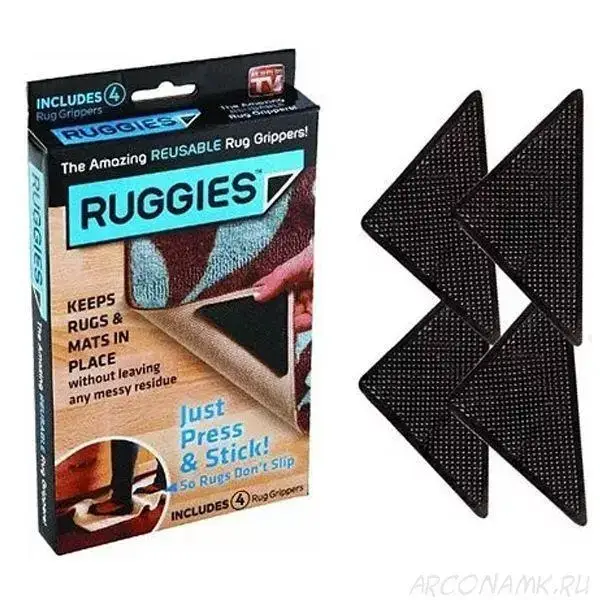 

Держатель для ковров на липучках Ruggies, уголки - держатели для ковра