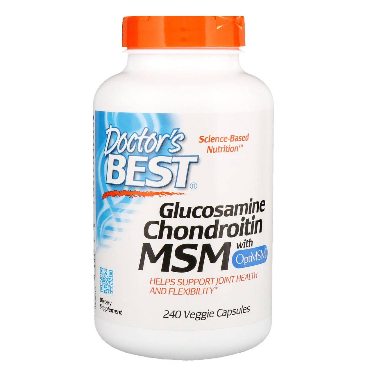 

Глюкозамин, хондроитин и МСМ с OptiMSM, 240 растительных капсул, Doctor's Best