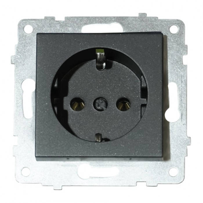 

Механизм розетки с заземлением GRANO черный