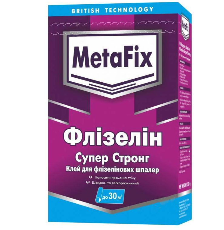 

Клей для обоев флизелиновых MetaFix Флизелин Супер Стронг 0,25кг (385134)