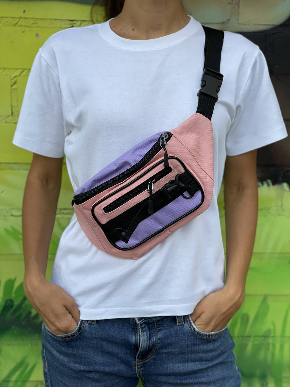 

Яркая бананка, сумка на пояс, поясная сумка розовая, Розовый