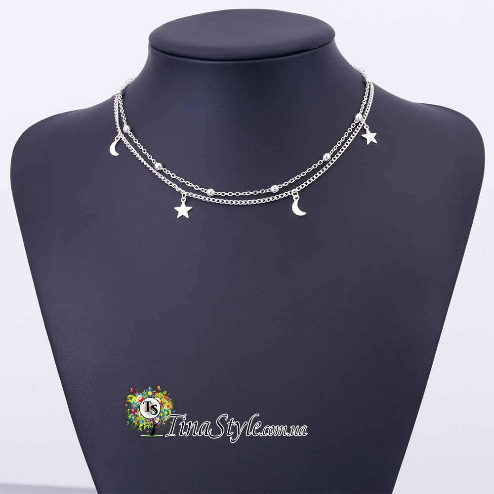 

Подвеска многослойная звездочка луна колье модное кулон цепочка ожерелье многослойное колье