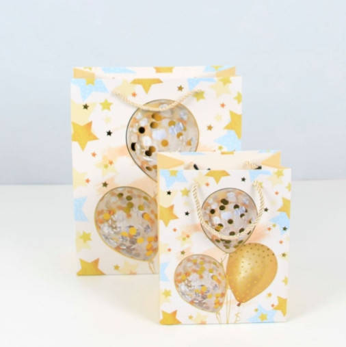 

Пакет для подарка большой вертикальный "Шарики на желтом" 26х32 см, Желтый