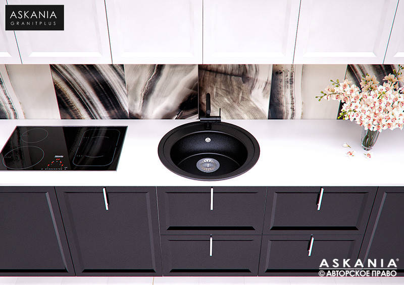 

ГРАНИТНАЯ МОЙКА ASKANIA «VENA» RV 01 black, Черный
