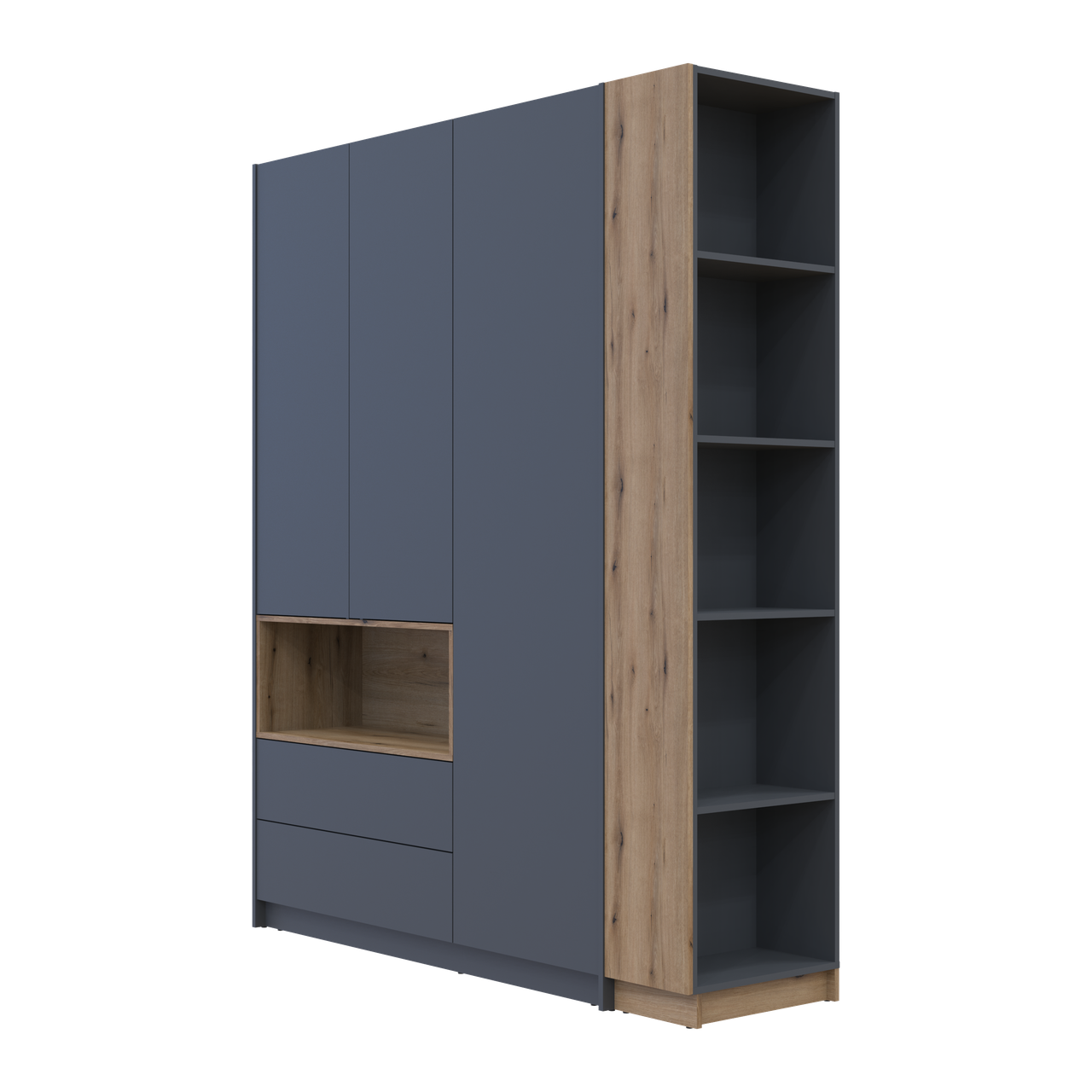 Шафа для одягу з нішею та етажеркою Doros Дейл Графіт/Дуб Евок 3 ДСП 178х52х220 (42005156) 4