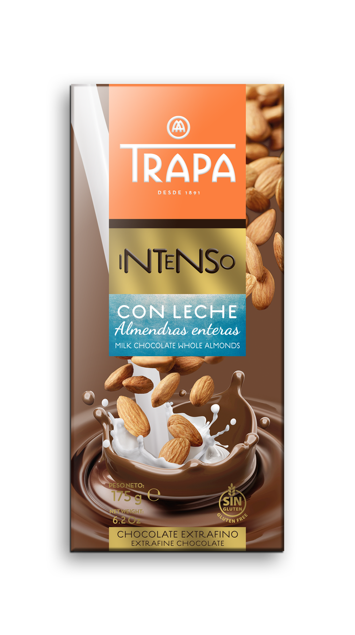 

Молочный шоколад Trapa Intenso с цельным миндалем, 175г 17шт/ящ