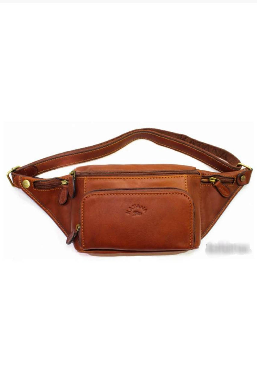 

Кожаная мужская сумка на пояс бананка городская для документов качественная катана