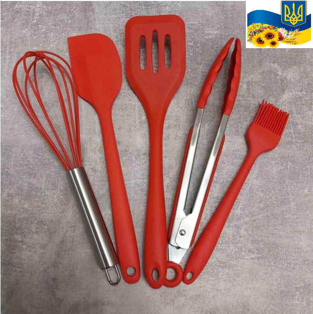

Силиконовый кухонный набор принадлежностей Cooking Easy 5 предметов красный A-PLUS 1962