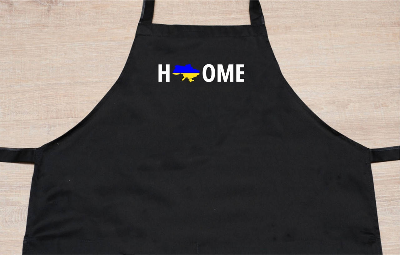 

Фартук с нагрудником габардиновый черный с принтом "Home"