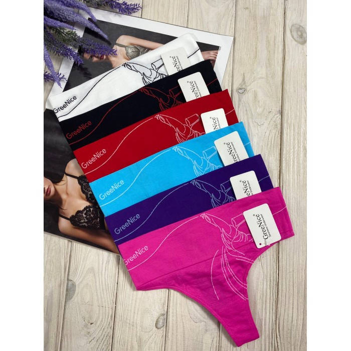 

Стринги GreeNice бесшовные завышенные с утяжкой 42-46 разные цвета (2539)